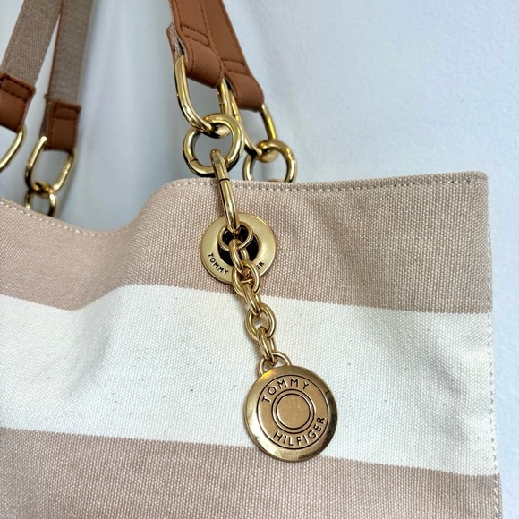 Tommy Hilfiger Striped Tan and Cream Tote Bag - Picture 6 of 8
